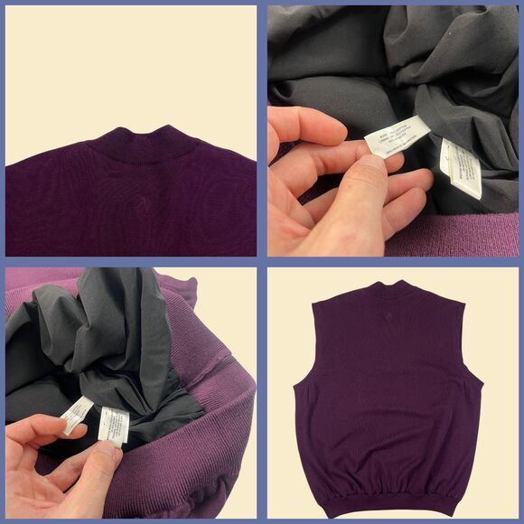 Y2K mens golf vest by Cutter & Buck, vintage 2000s burgundy quarter zip pullover - Picture 2 of 9